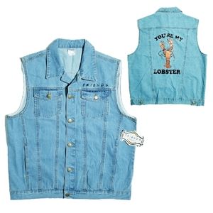 Friends TV Show Womens You're My Lobster Denim Vest Size Large NWT